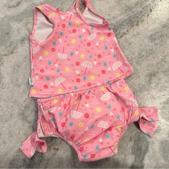 i play by Green Sprouts Two Piece Tankini w/ Snap Reusable Swim Diaper Size 12M - Picture 7 of 7